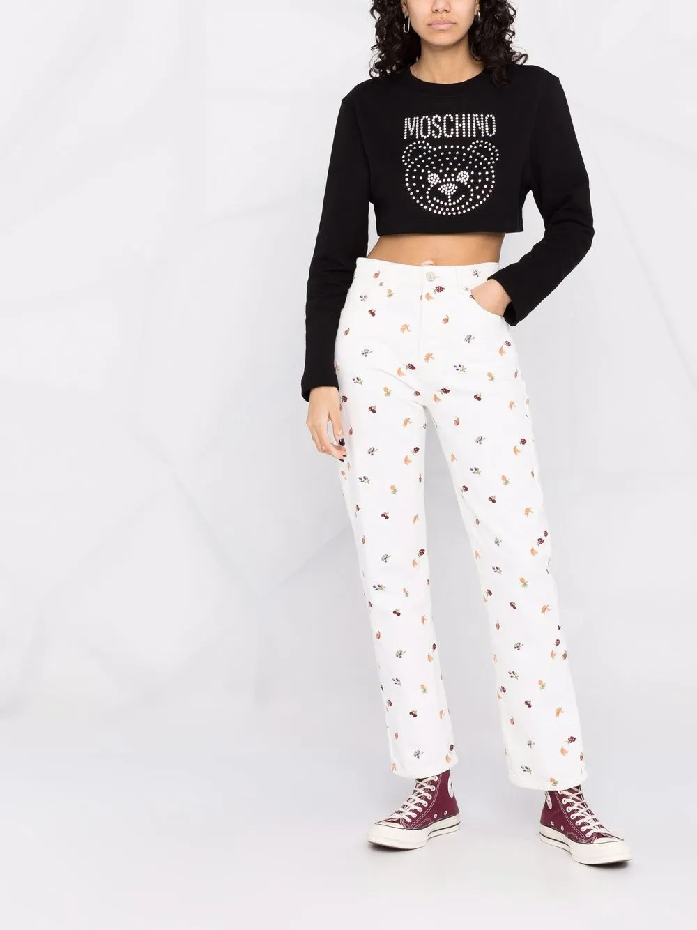 фото Moschino укороченный топ teddy bear с кристаллами