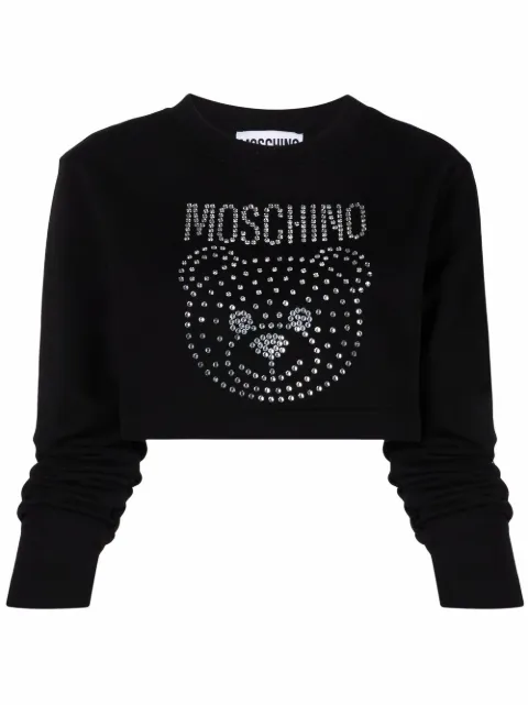 crystal-embellished Teddy Bear cropped top