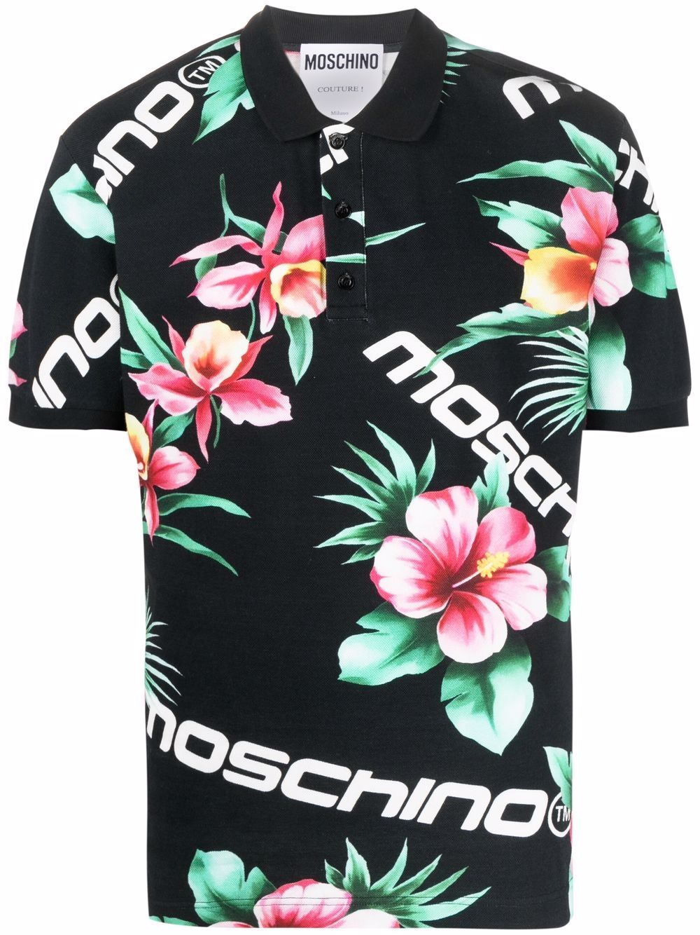 

Moschino playera tipo polo con estampado floral - Negro