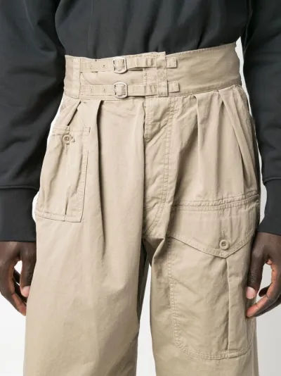 pleat-detail belted straight-leg 