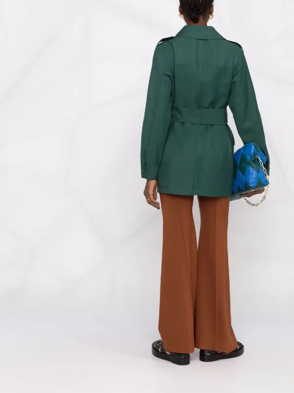 コート PAROSH Women Trench Coats RAISA25 D430378038 Green P.A.R.O.S.H. Belted Short Trench Coat | Green | FARFETCH