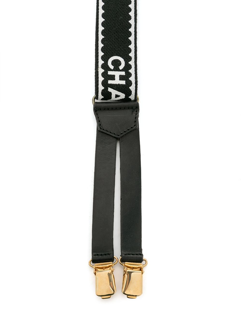 CHANEL Pre-Owned 1990-2000s Logo-Print Suspenders - Brown ل نساء