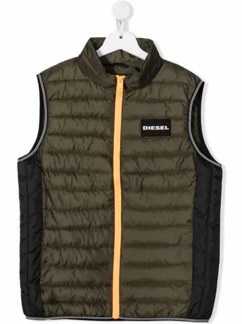 Diesel Kids جاكيت مبطن بشارة شعار وبدون أكمام