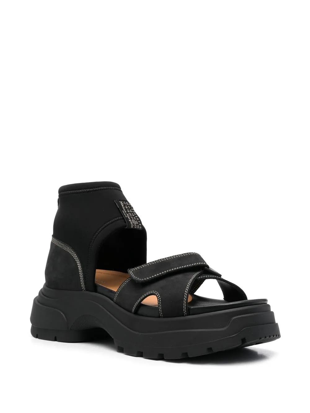 Shop Maison Margiela Strap-detail Suede Sandals In Black