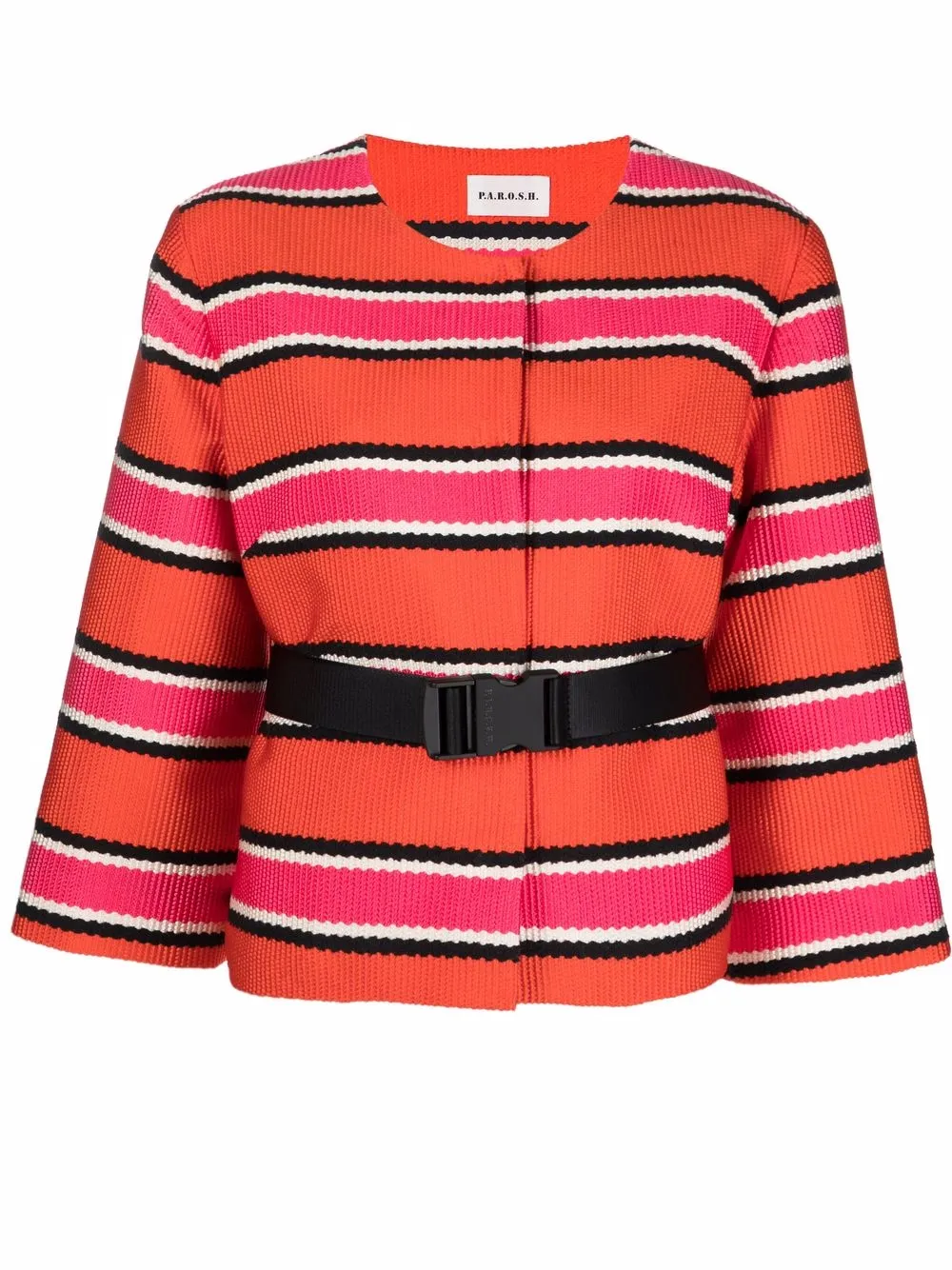 

P.A.R.O.S.H. belted striped jacket - Pink