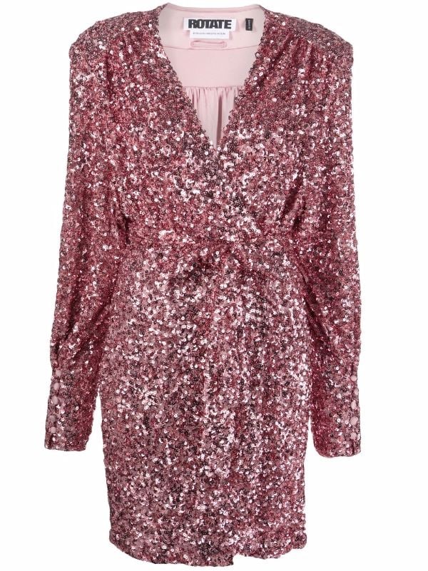 ROTATE Sequin Wrap Dress - Farfetch