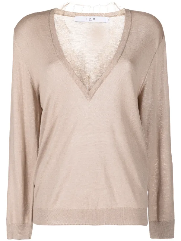 IRO lace-collar v-neck Sweater - Farfetch