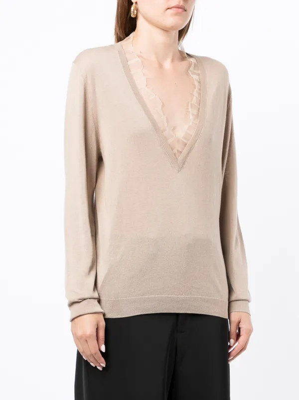 IRO lace-collar v-neck Sweater - Farfetch