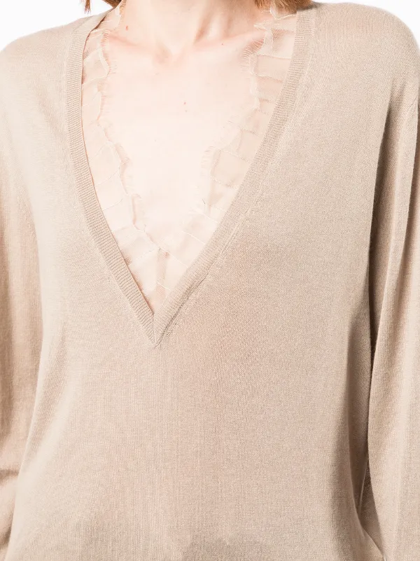 IRO lace-collar v-neck Sweater - Farfetch