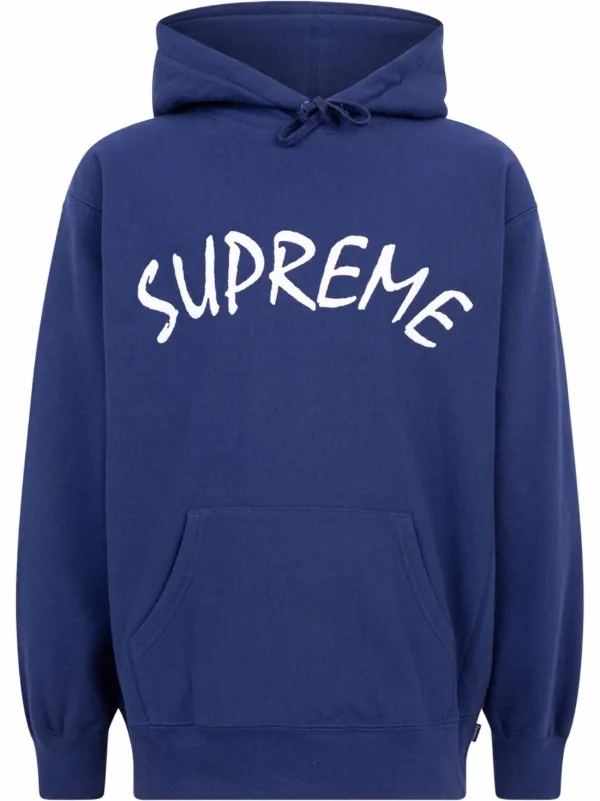 Navy blue supreme store hoodie