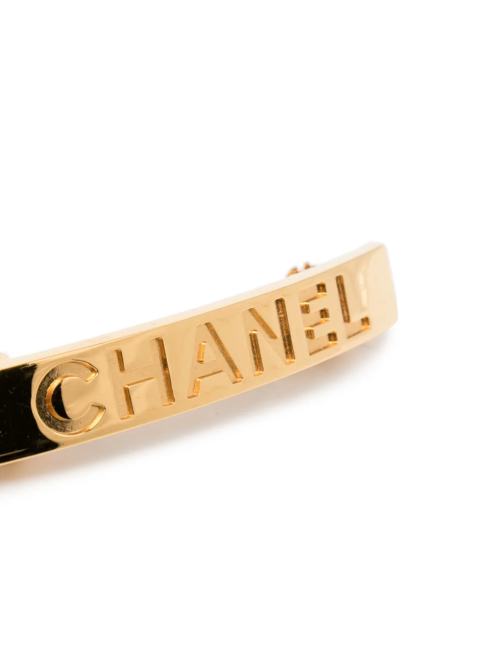 фото Chanel pre-owned заколка для волос 1997-го года с тисненым логотипом