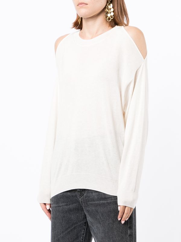 white cold shoulder sweatshirt