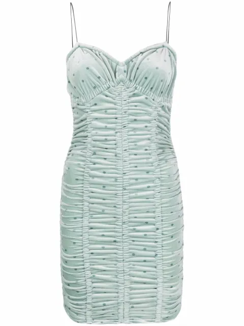 ROTATE BIRGER CHRISTENSEN ruched polka-dot velvet dress