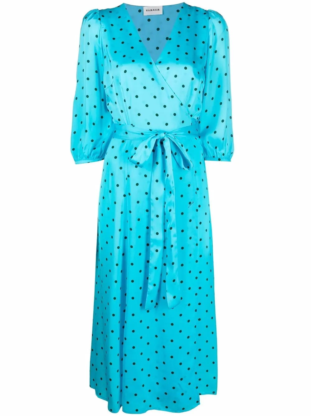 

P.A.R.O.S.H. vestido con estampado de lunares y cinturón - Azul