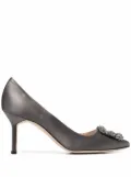 Manolo Blahnik 80mm Hangisi jewelled pumps - Grey