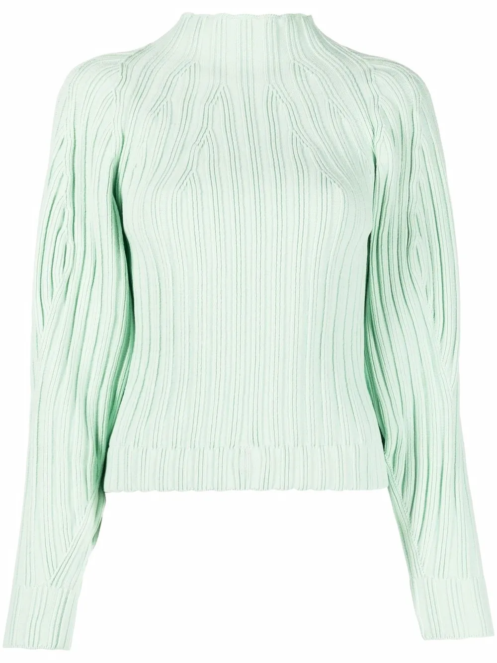 

AERON puff-sleeve ribbed jumper - Green