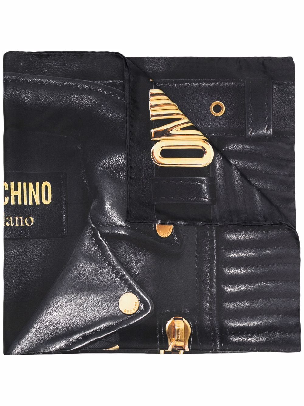 

Moschino mascada con chamarra biker estampada - Negro