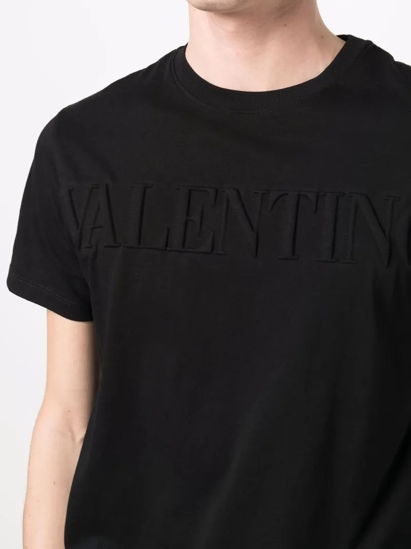 Valentino embossed-logo cotton T-shirt black | MODES
