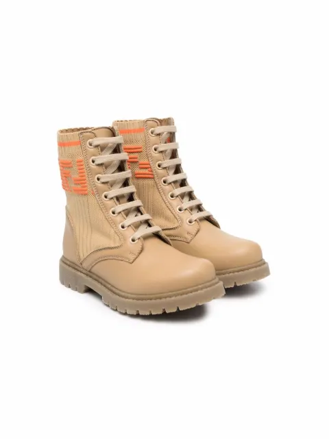 Fendi Kids FF-logo print boots
