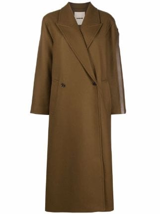 AERON leather-trim Long Coat - Farfetch