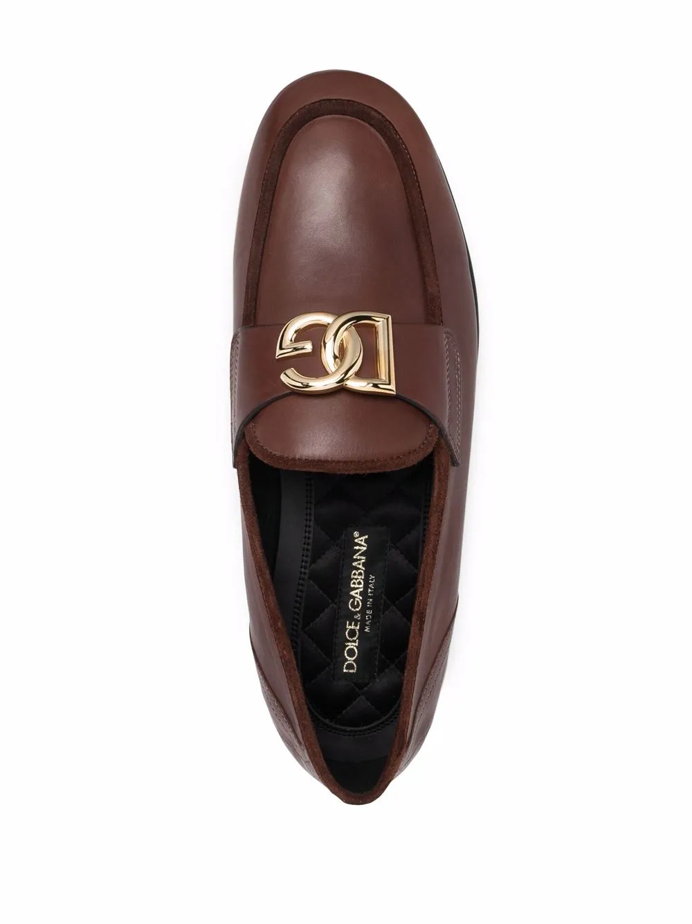 Shop Dolce & Gabbana Interlocking Dg-plaque Loafers In Brown