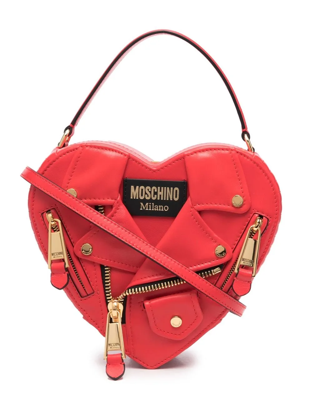 

Moschino tote en forma de chamarra biker y corazón - Rojo