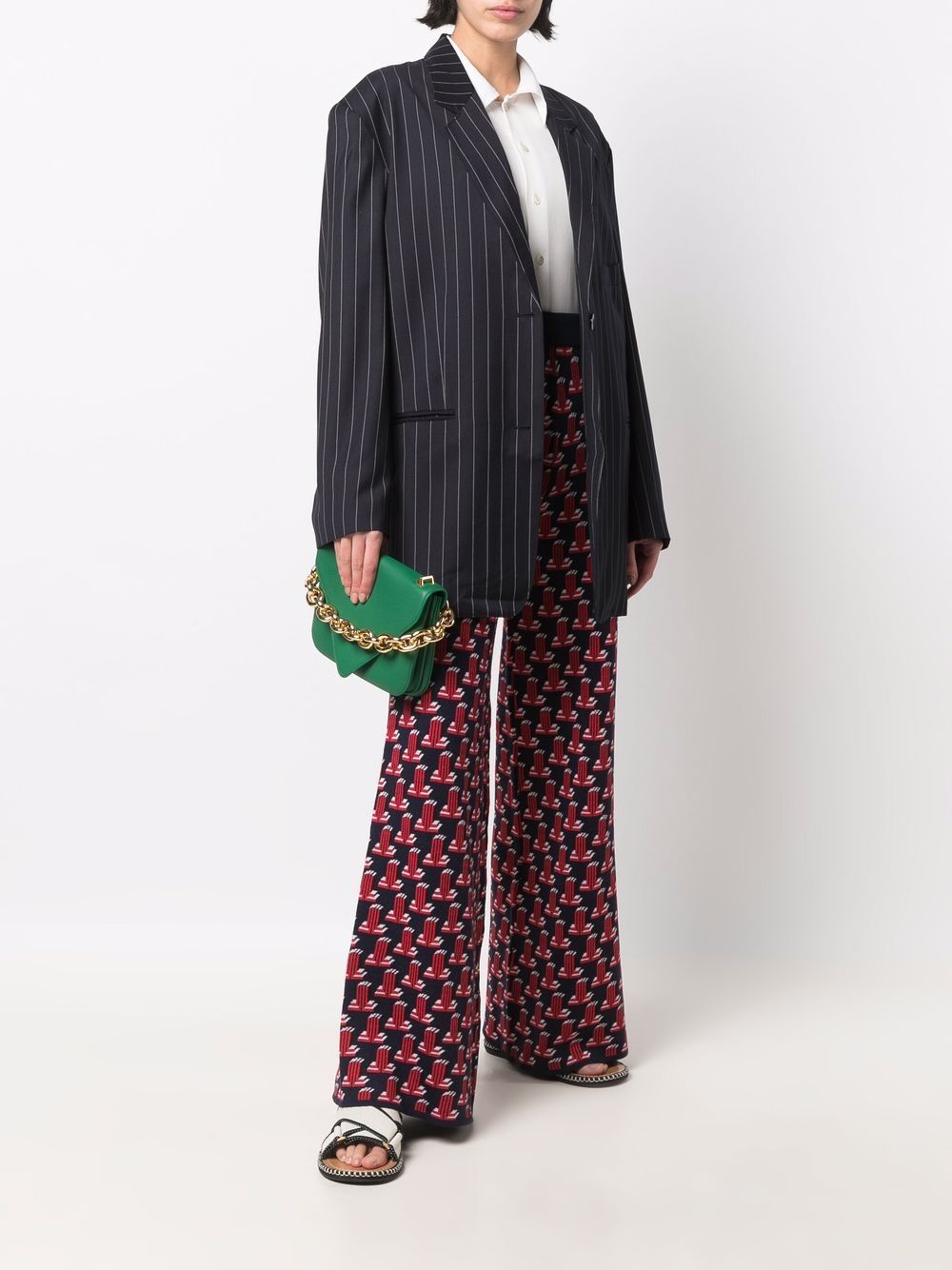 Shop Lanvin All-over Print Knit Trousers In Blue