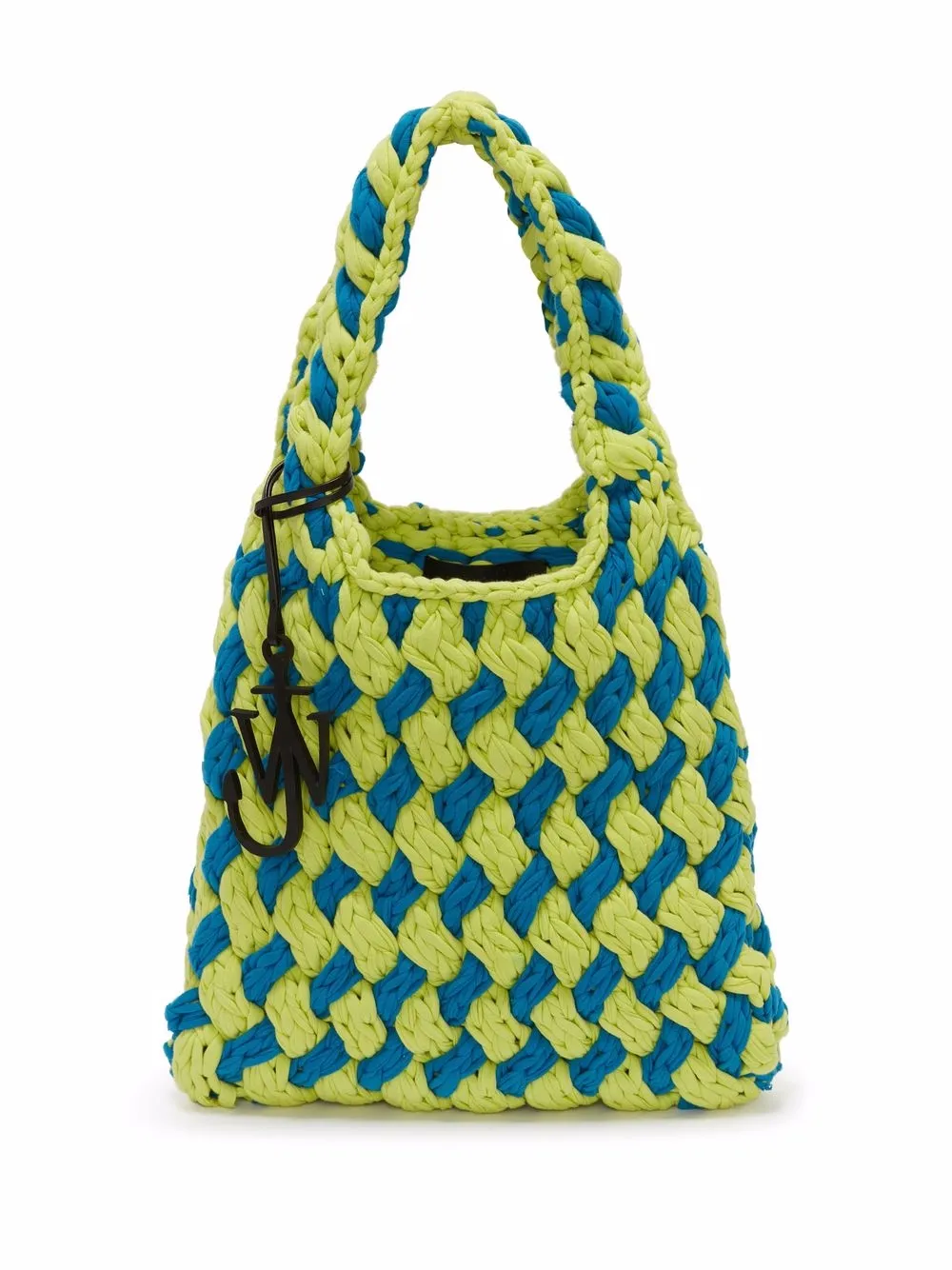 crochet checked tote bag