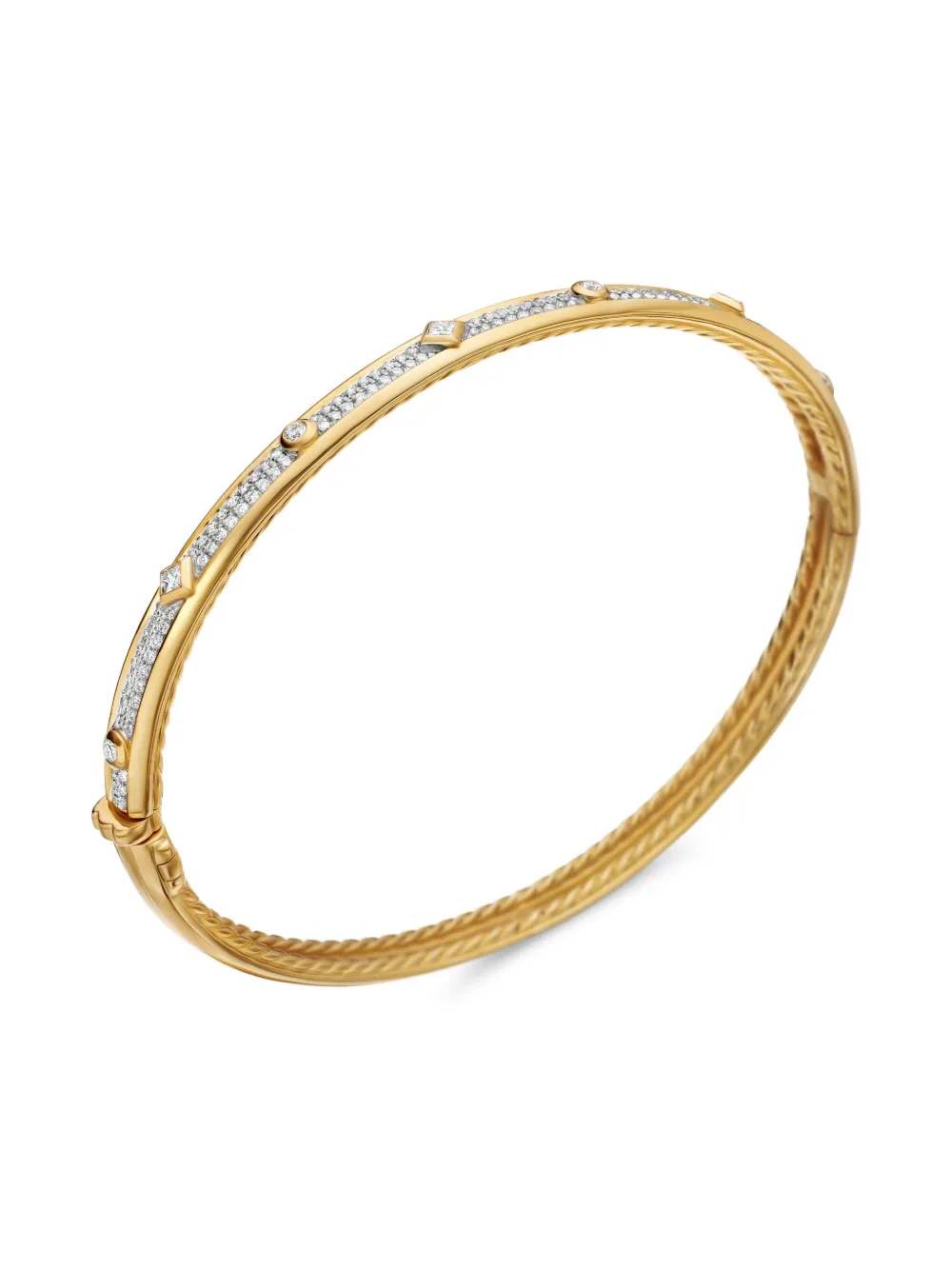 18k Yellow Gold Modern Renaissance Diamond Bangle