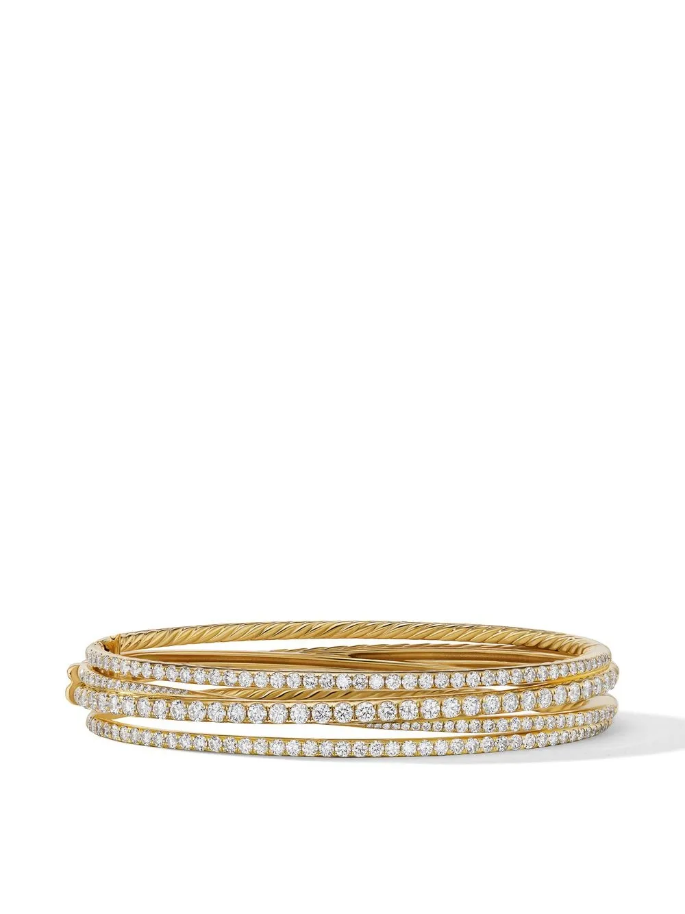 

David Yurman 18kt yellow gold Crossover diamond pave four-row bracelet