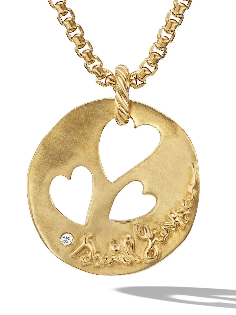 David Yurman 18kt Yellow Gold Cable Elements Heart Enhancer Pendant