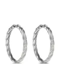 David Yurman sterling silver Cable Edge diamond hoop earrings