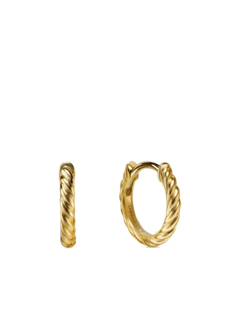 David Yurman 18kt yellow gold Sculpted Cable Micro huggie hoop earrings (10.7mm)