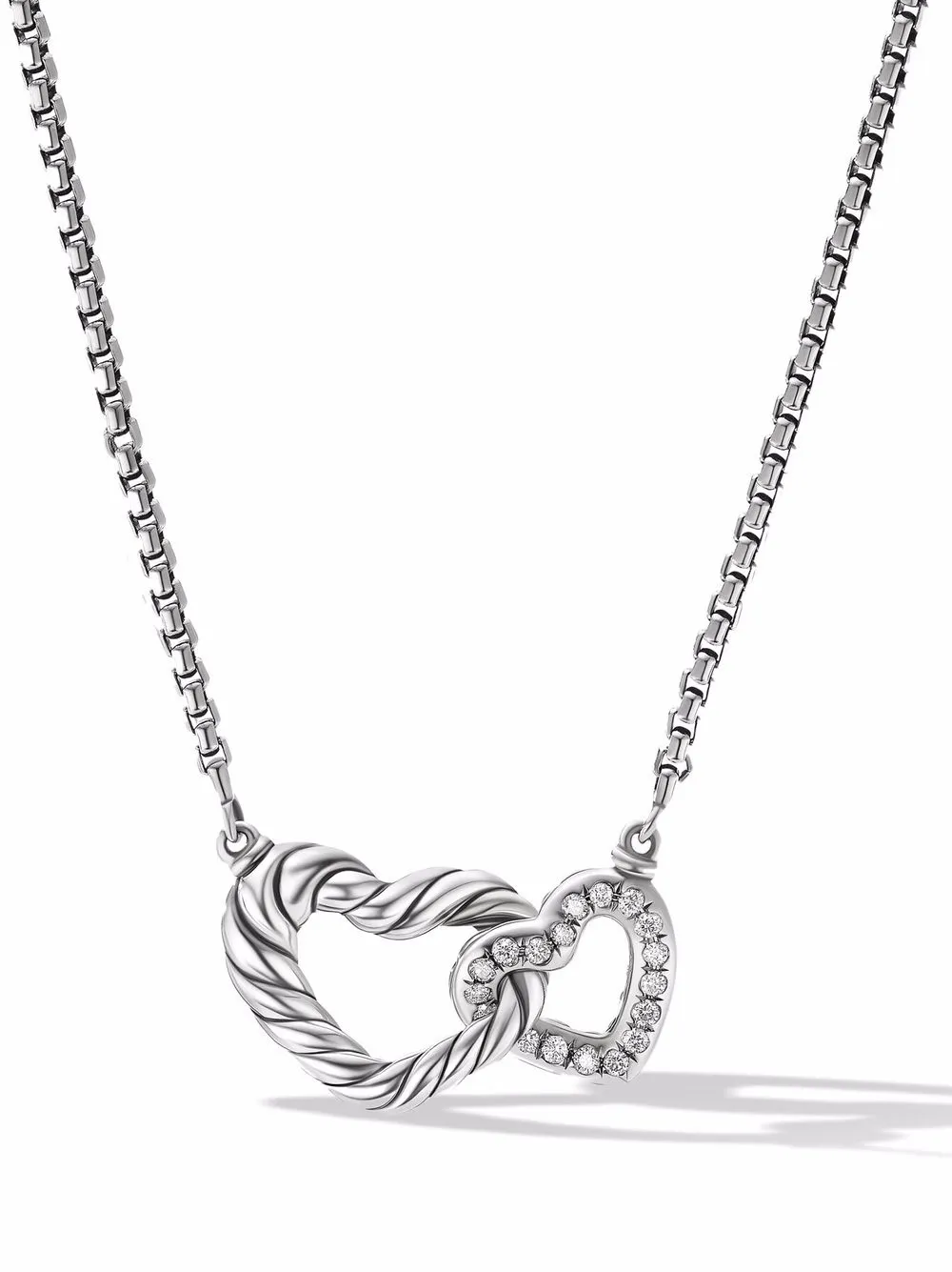 

David Yurman collar Double Heart en plata de ley con diamantes - Plateado