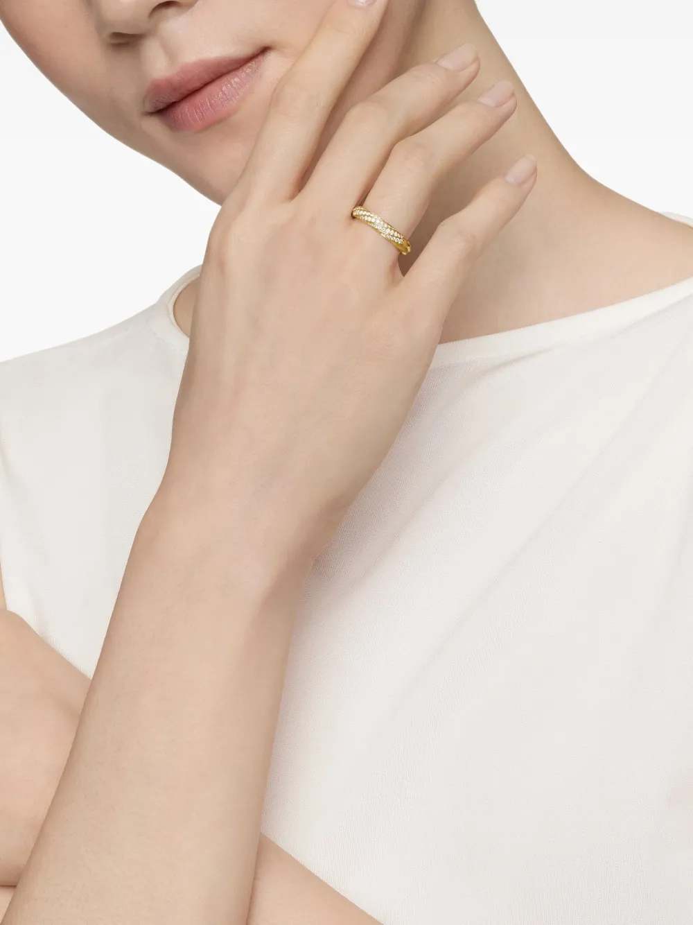 David Yurman 18kt recycled gold Cable Edge diamond band ring (4mm) | Image 2