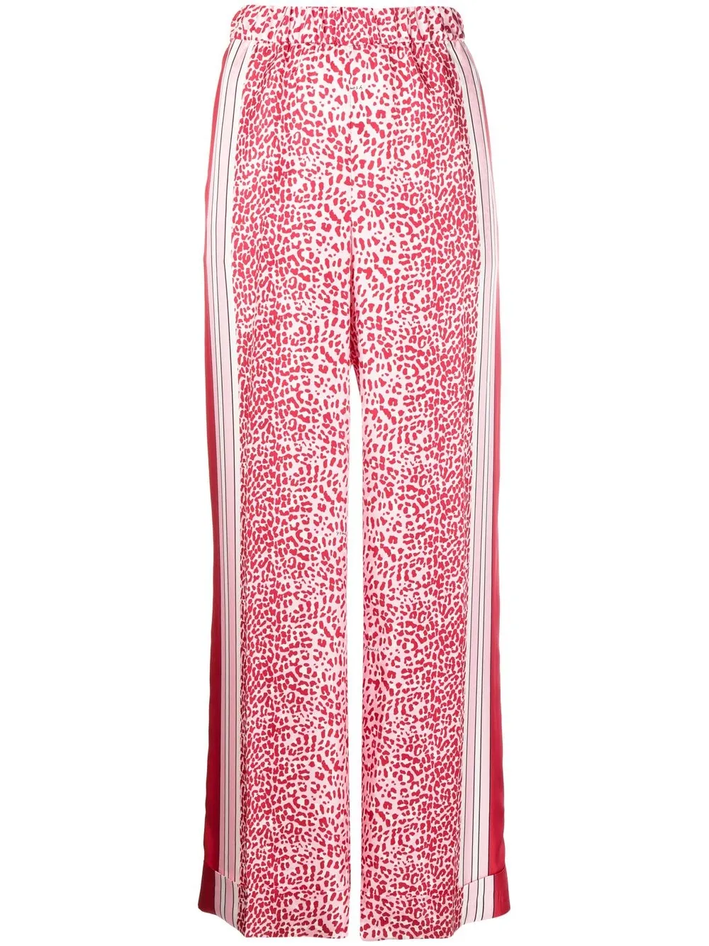 

P.A.R.O.S.H. pantalones de seda anchos con estampado de leopardo - Rosado