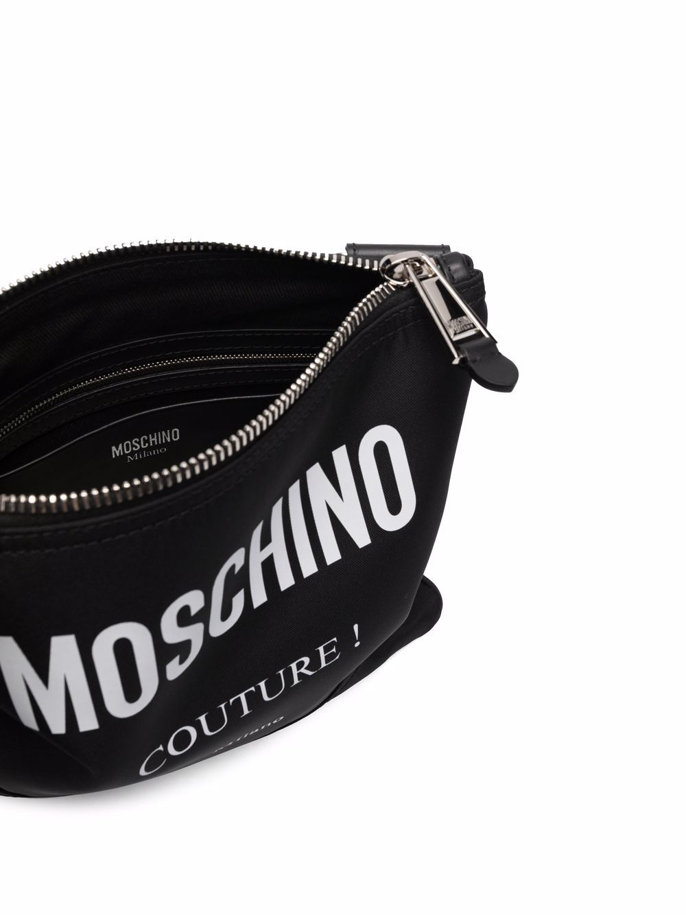 Shop Moschino Logo-print Panelled Messenger Bag In Black
