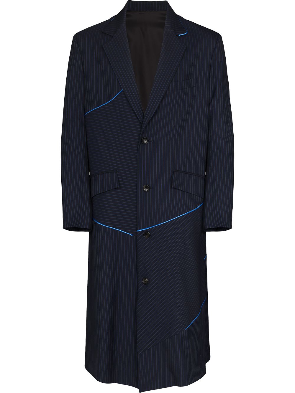 pinstriped single-breasted wool coat