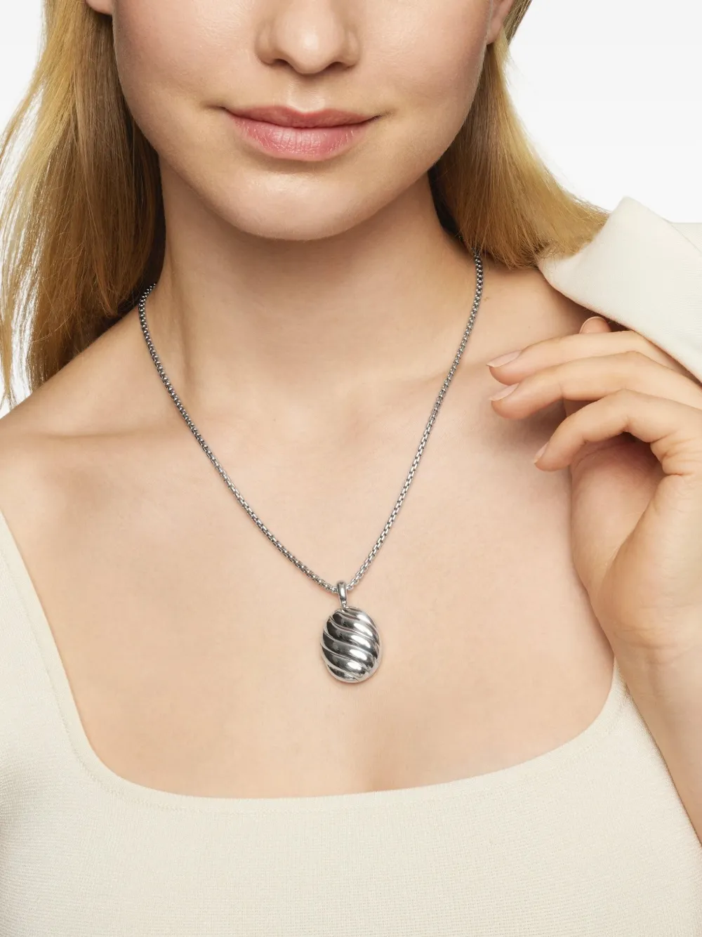  David Yurman Sculpted Cable Sterlingsilber Medaillon (37mm) 