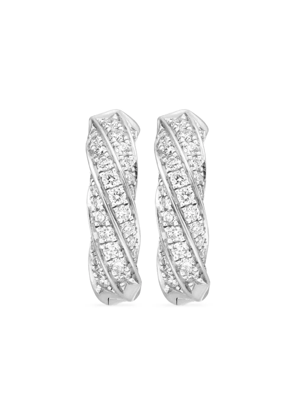David Yurman 纯银 Cable Edge 钻石圈形耳环（13毫米） | 银色 | Image 1