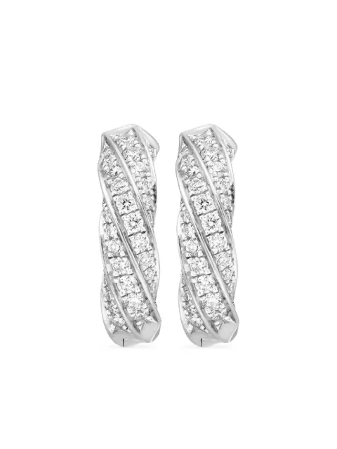 David Yurman sterling silver Cable Edge diamond huggie hoop earrings (13mm)