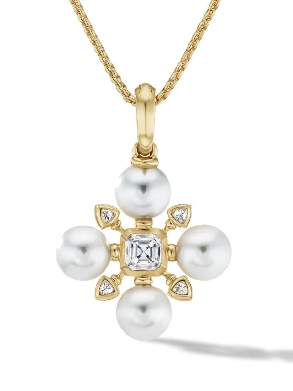 David Yurman 18kt Yellow Gold Renaissance Pearl and Diamond Necklace (20mm)