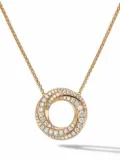 David Yurman 18kt yellow gold Petite Pavé Crossover diamond pendant necklace (15.5mm)