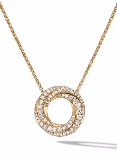 David Yurman collar Petite Pavé Crossover en oro amarillo de 18kt con diamantes y dije (15.5mm)