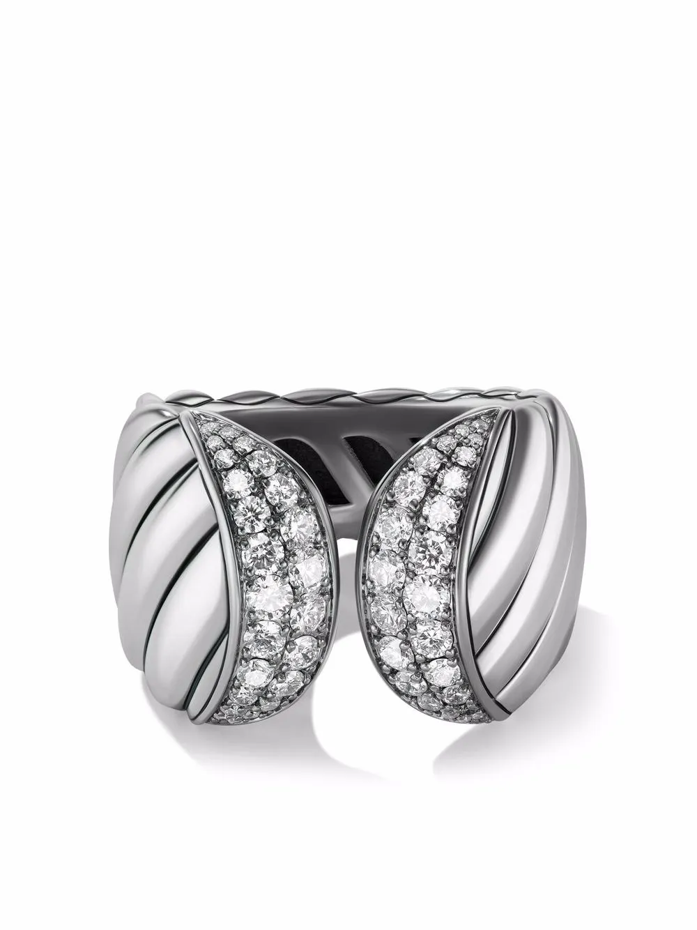 

David Yurman sterling silver Sculpted Cable diamond ring