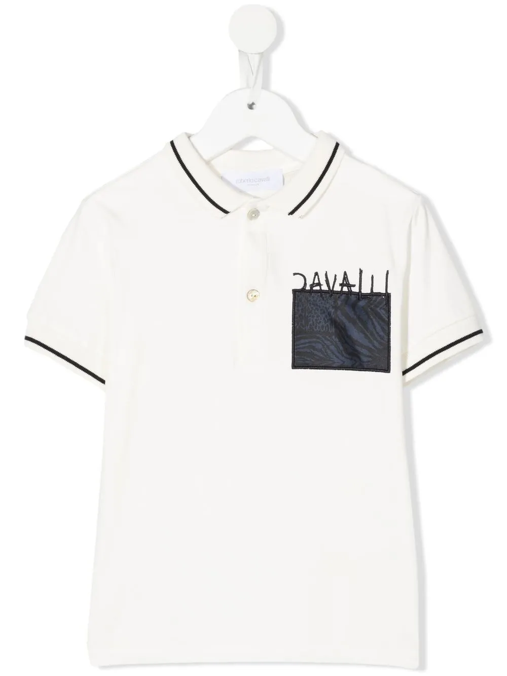 

Roberto Cavalli Junior playera tipo polo con logo bordado - Blanco