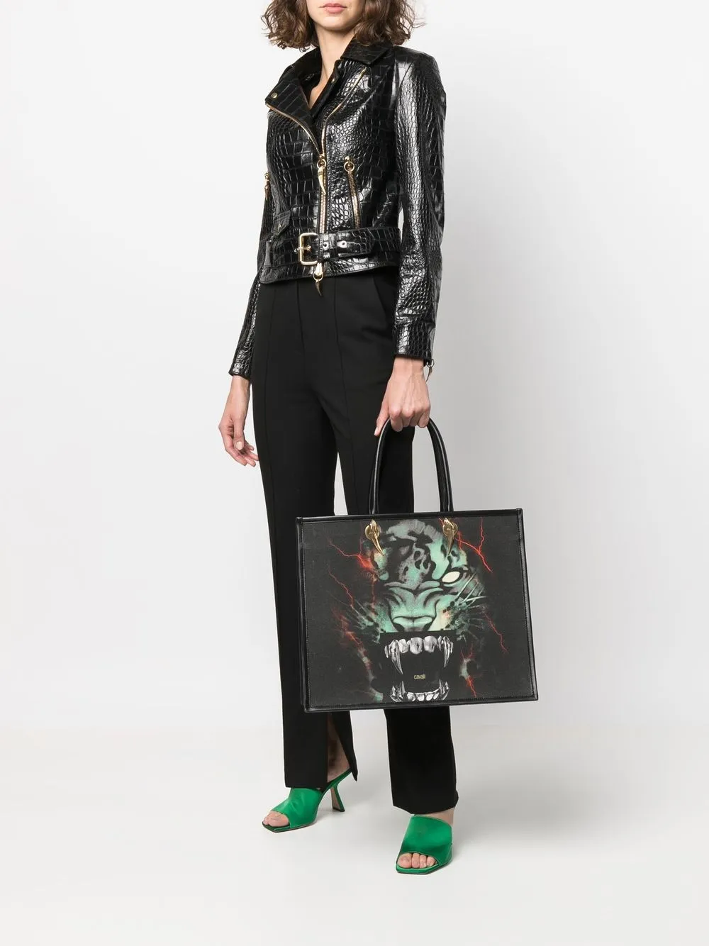 Roberto Cavalli Embossed crocodileeffect Biker Jacket Farfetch