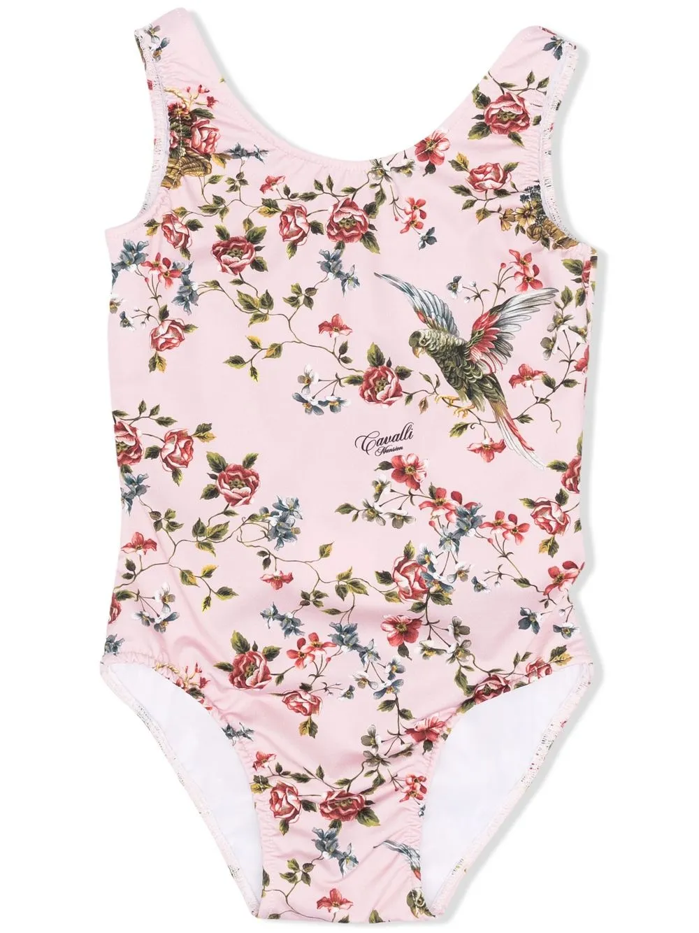 

Roberto Cavalli Junior traje de baño con pájaros y flores estampados - Rosado