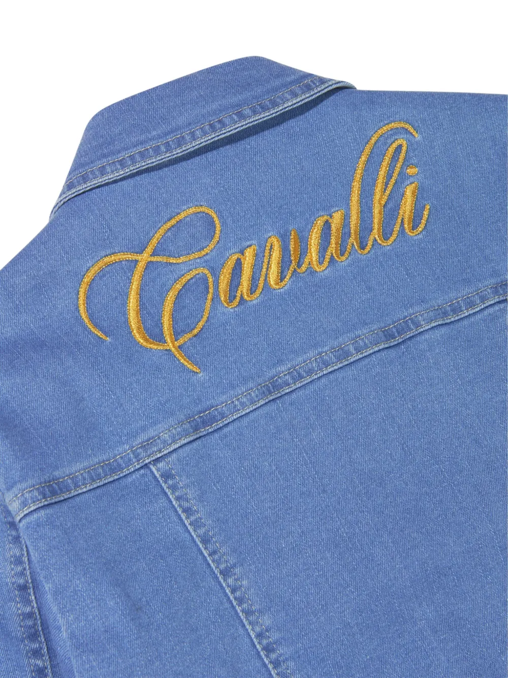  Roberto Cavalli Junior Jeansjacke Mit Logo Stickerei   Blau 