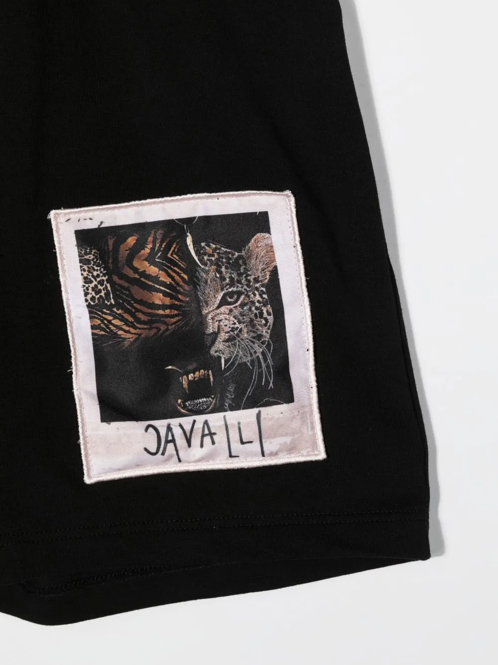 Roberto Cavalli Patch-detail Track Shorts In Black